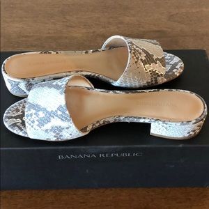 Faux Snakeskin Low Block Heel Sandals